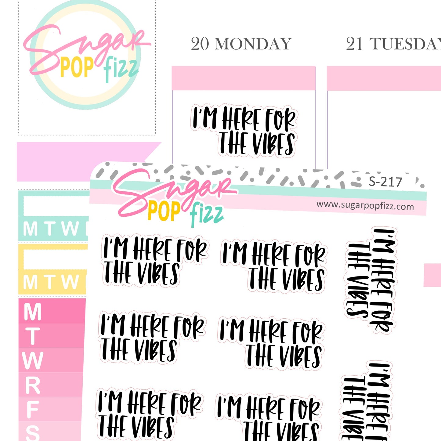 I'm Here For The Vibes Script Stickers - S217