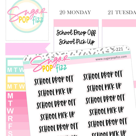 School Drop off/Pickup Script Stickers - S221