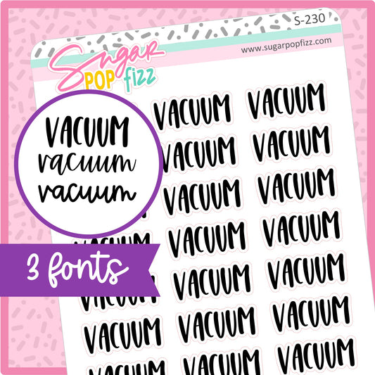Vacuum Script Stickers - S230
