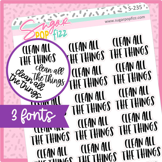 Clean all the Things Script Stickers - S235