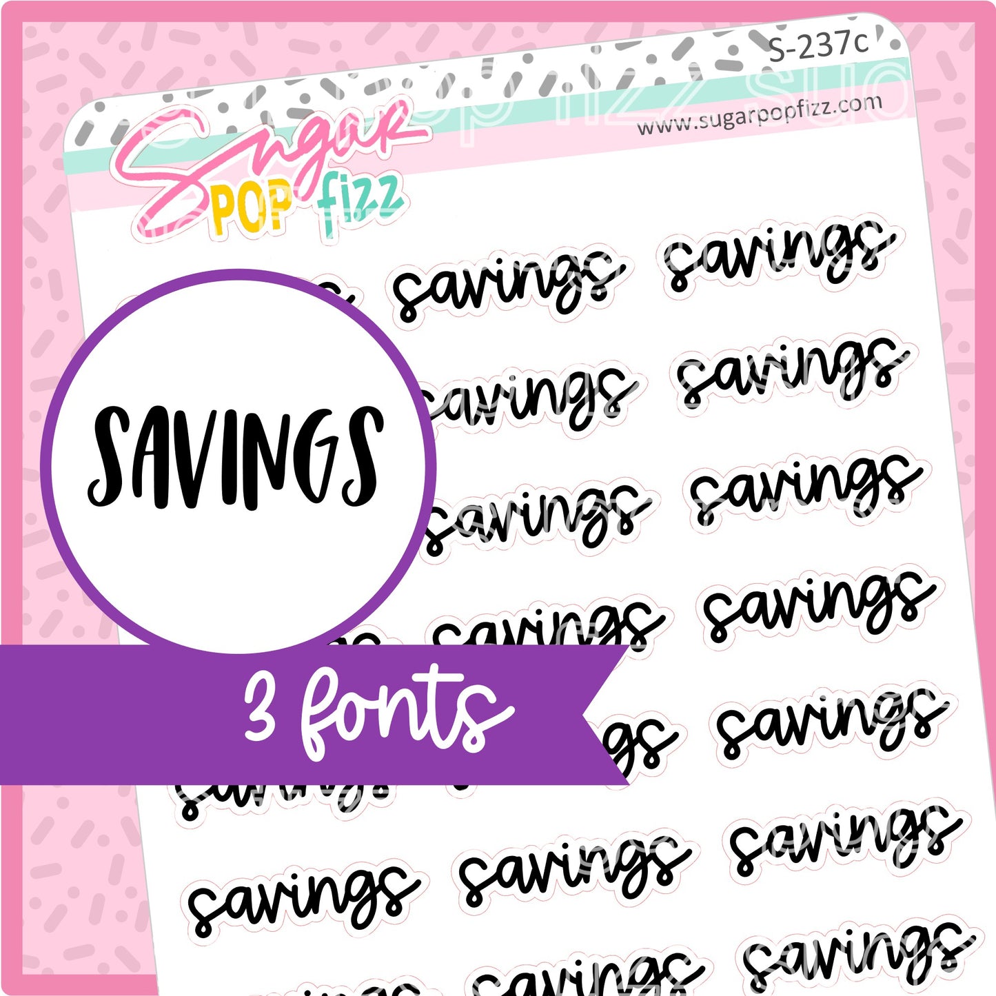 Savings Script Stickers - S237