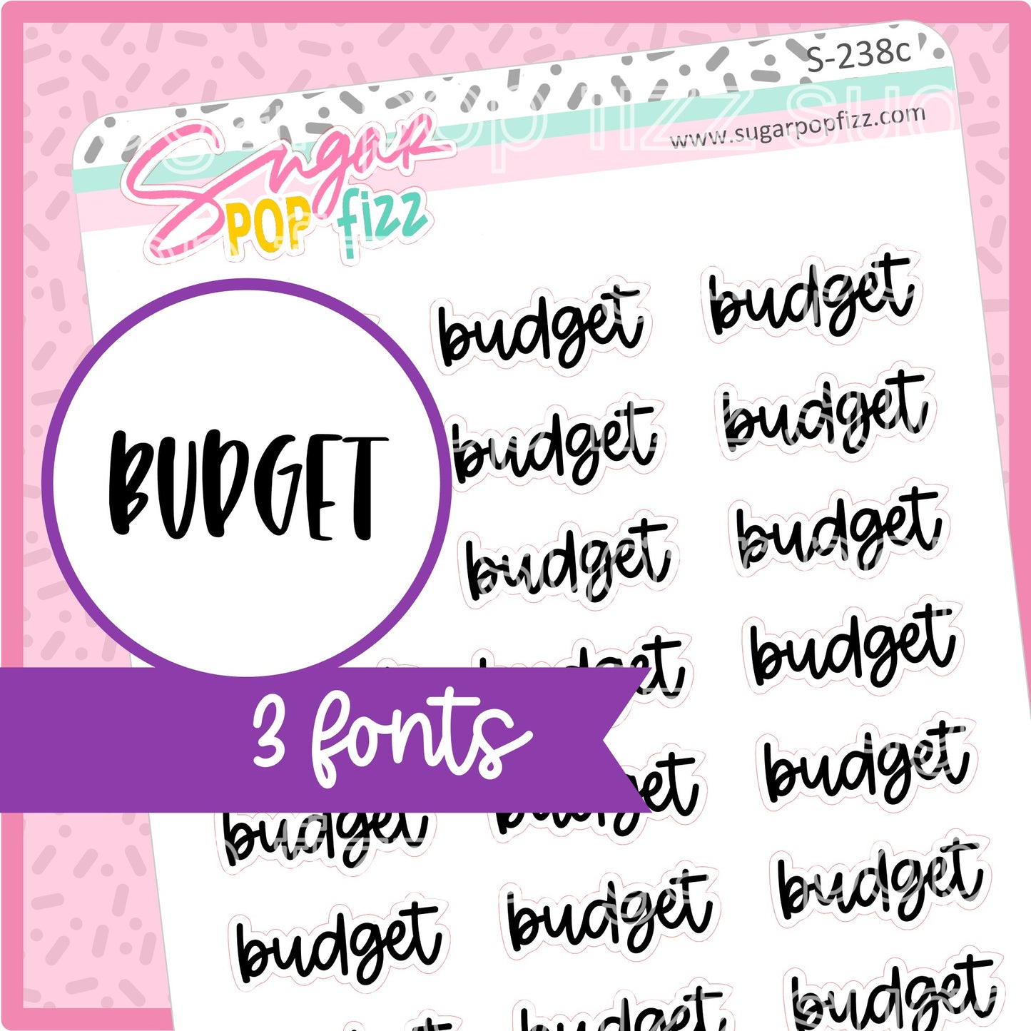 Budget Script Stickers - S238