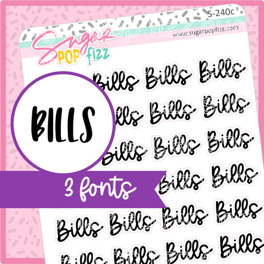 Bills Script Stickers - S240