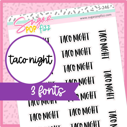 Taco Night Script Stickers - S246