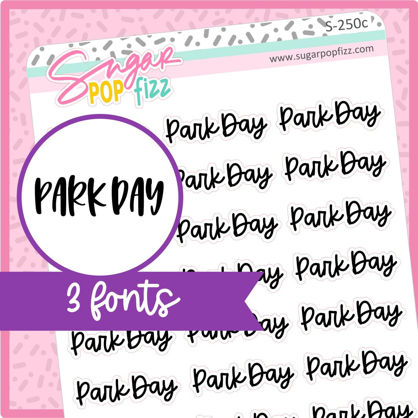 Park Day Script Stickers - S250