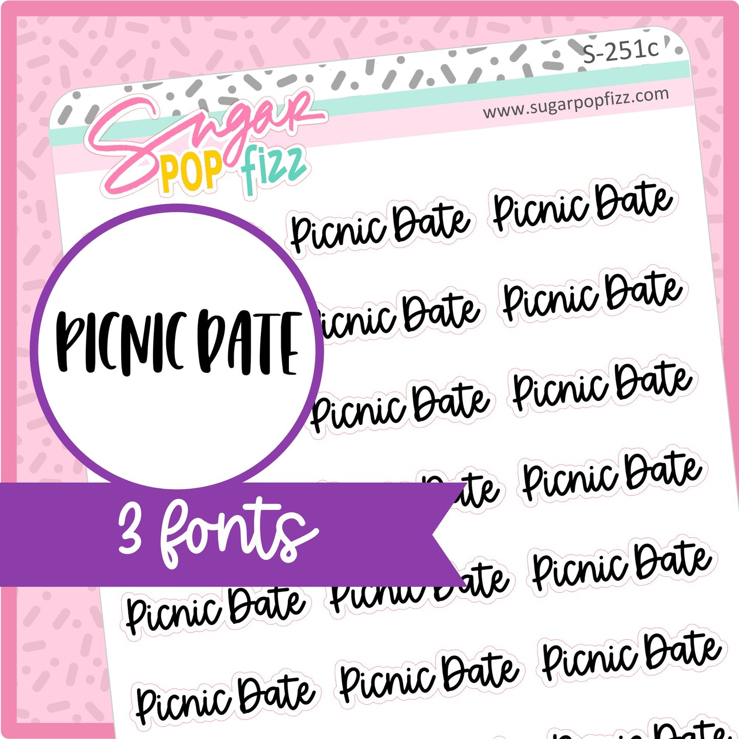 Picnic Date Script Stickers - S251