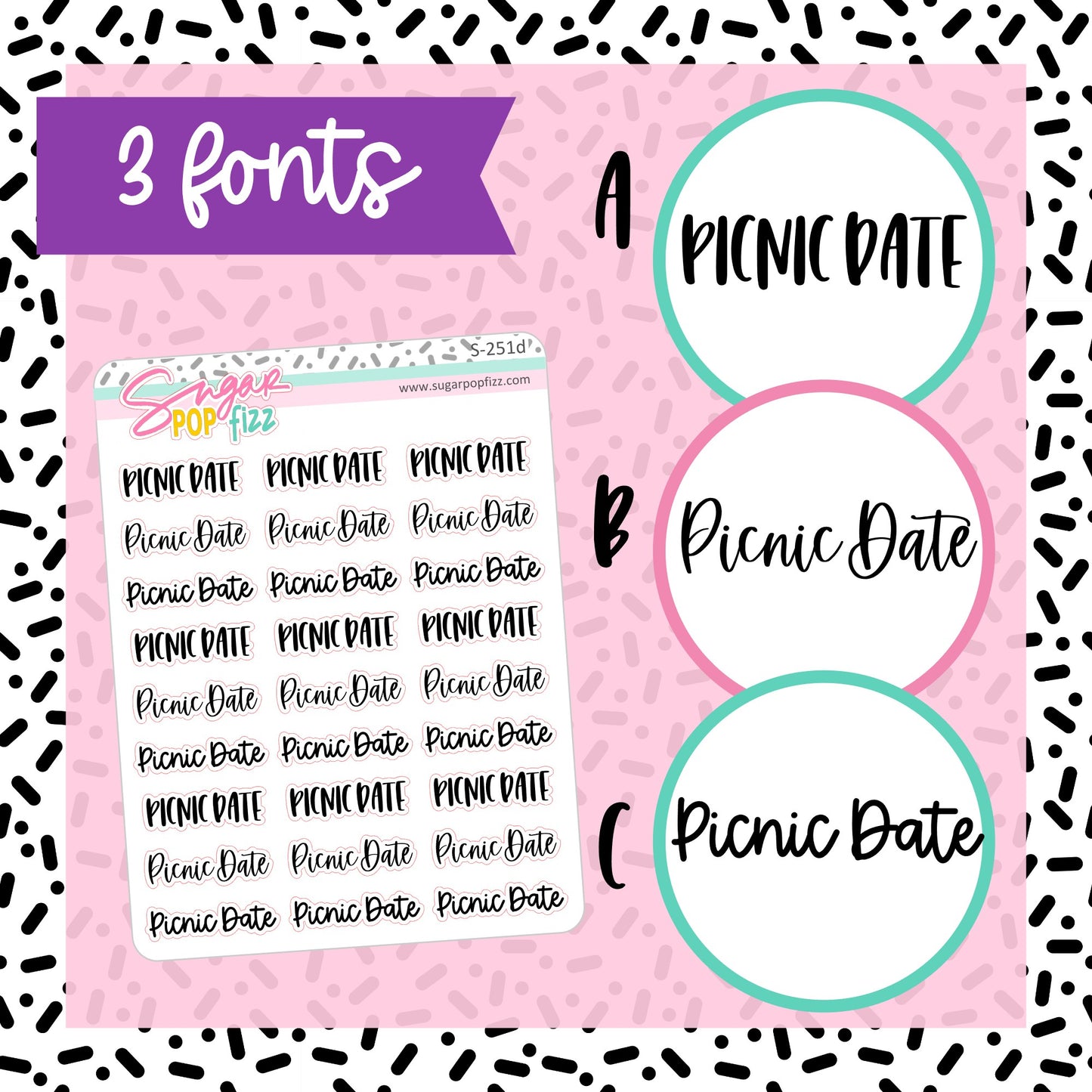 Picnic Date Script Stickers - S251