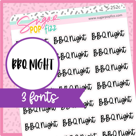 BBQ Night Script Stickers - S252