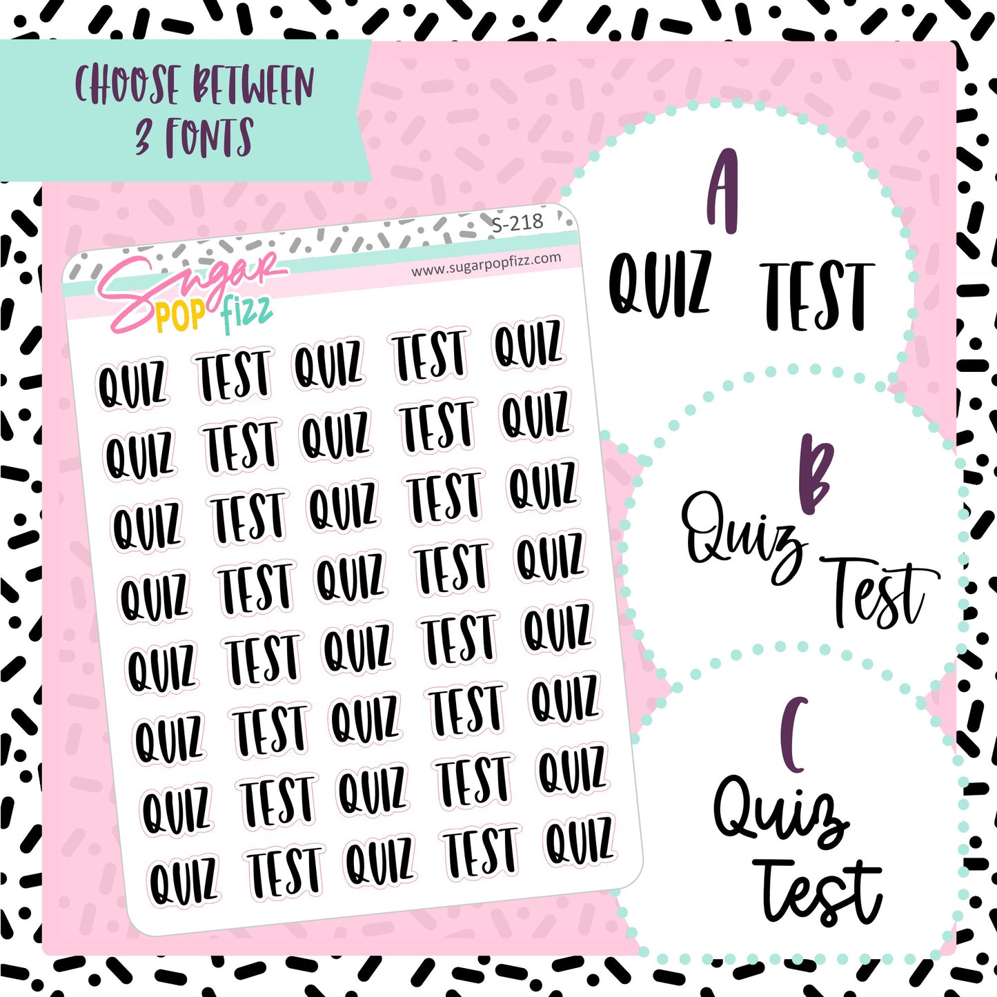 Quiz/Test Script Stickers - S218