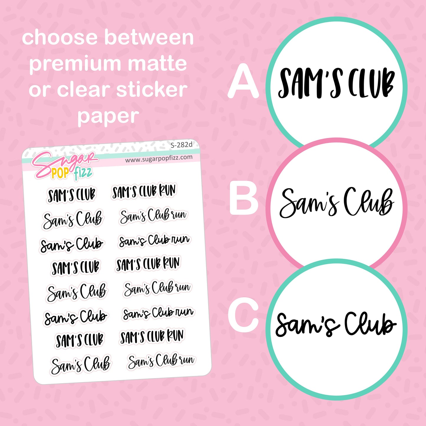 Sam's Club Script Stickers - S282