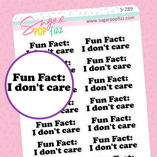 Fun Fact Script Stickers - S289