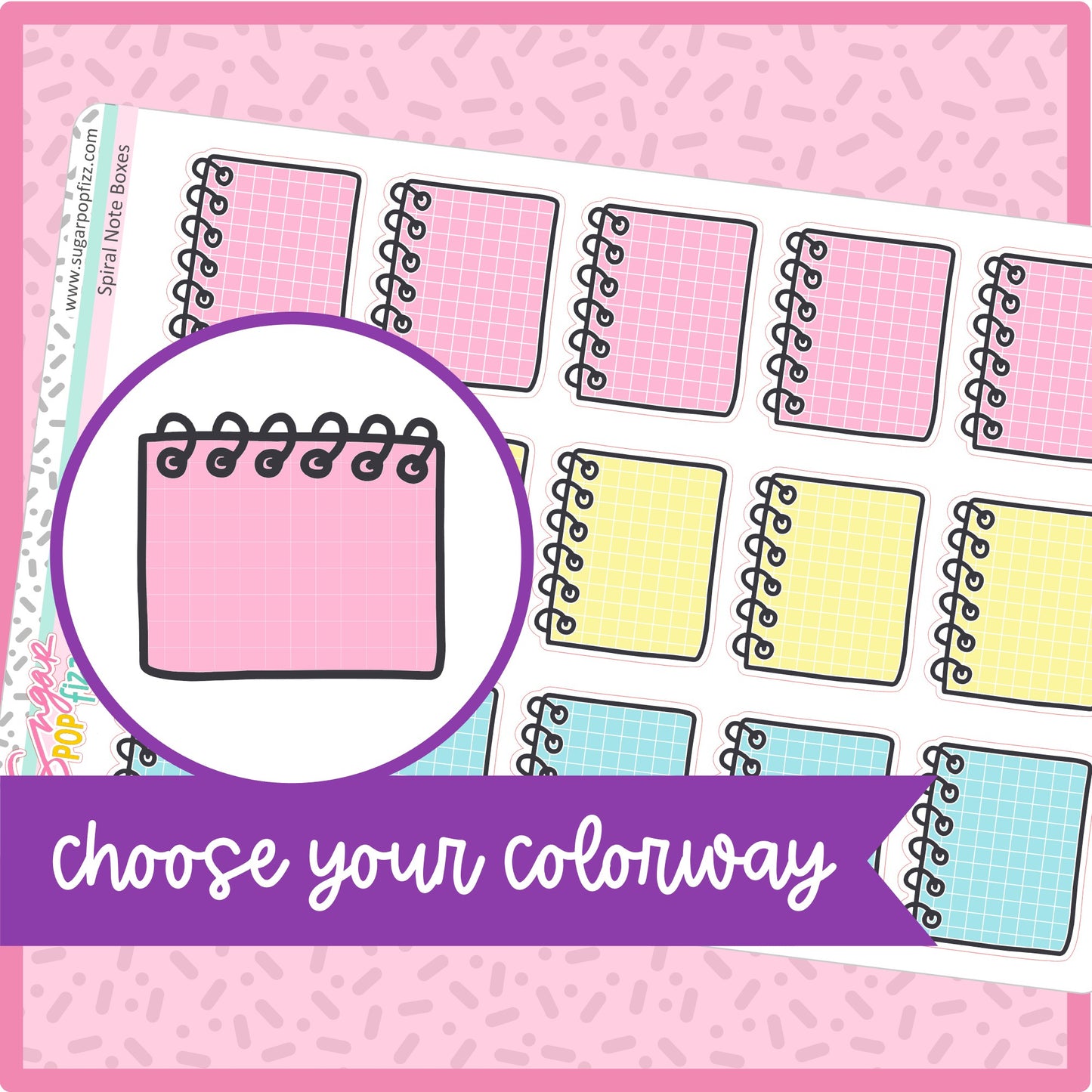 Pastel Spiral Note Boxes - 23 color options