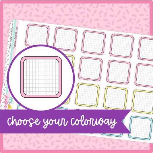 Pastel Square Grid Boxes - 23 color options